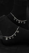 925 Sterling Silver Oxidised Phool Payal.