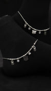 925 Sterling Silver Oxidised Meow Charm Anklet.