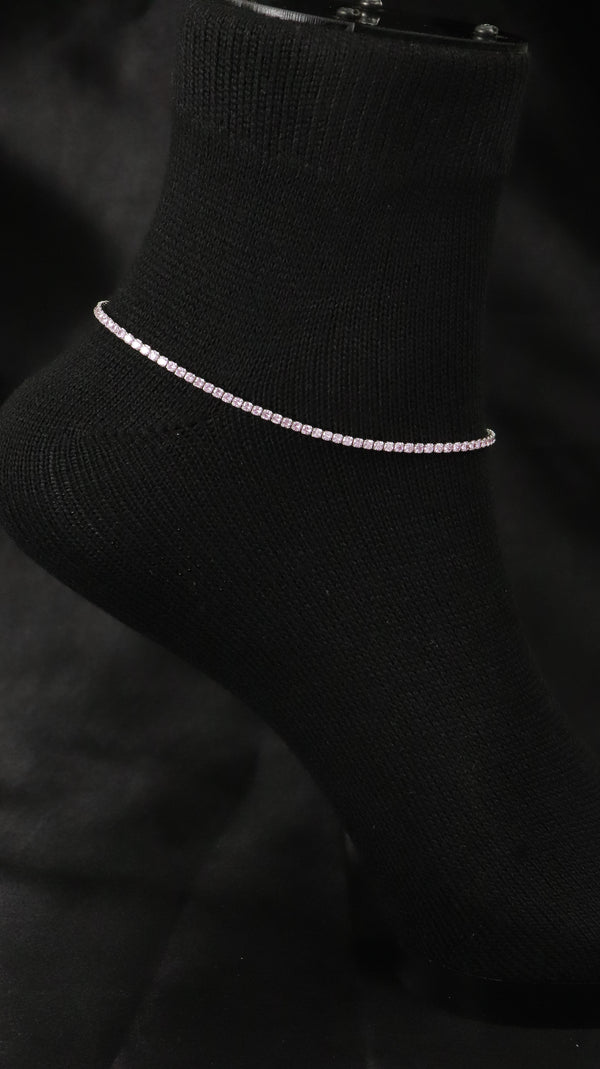 925 Sterling Silver Pink Line Anklets.