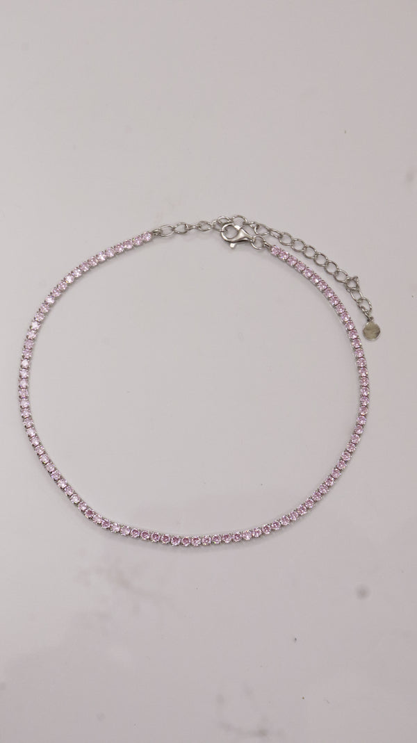 925 Sterling Silver Pink Line Anklets.