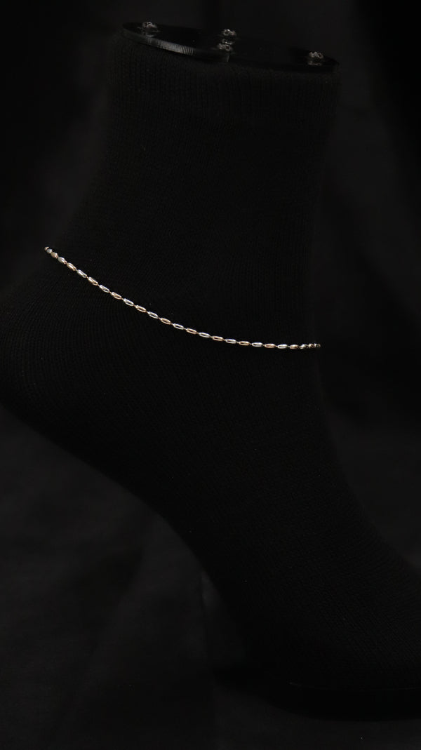 925 Sterling Silver Twin Tone Minimal Anklet.