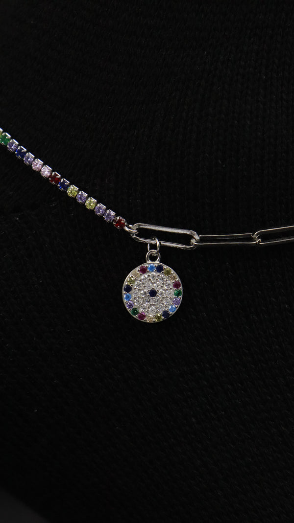 925 Sterling Silver Multicolour Nazariya Sparkle Anklets.