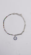 925 Sterling Silver Blue Nazariya Sparkle Anklets.