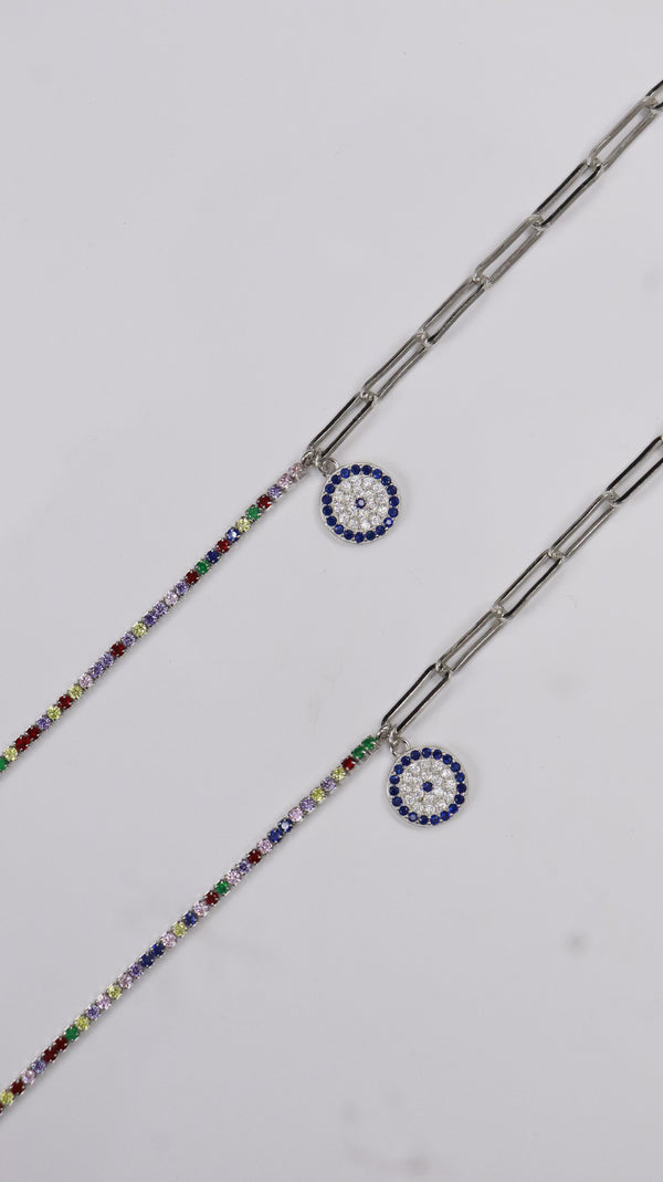 925 Sterling Silver Blue Nazariya Sparkle Anklets.