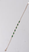 92.5 Sterling Silver Emerald Green Stone Spark Bracelet