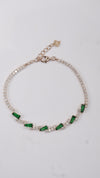 92.5 Sterling Silver Emerald Green Stone Spark Bracelet