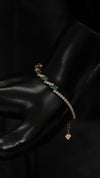 92.5 Sterling Silver Emerald Green Stone Spark Bracelet