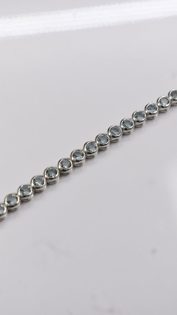 92.5 Sterling Silver Classic Light Blue Tennis Bracelet
