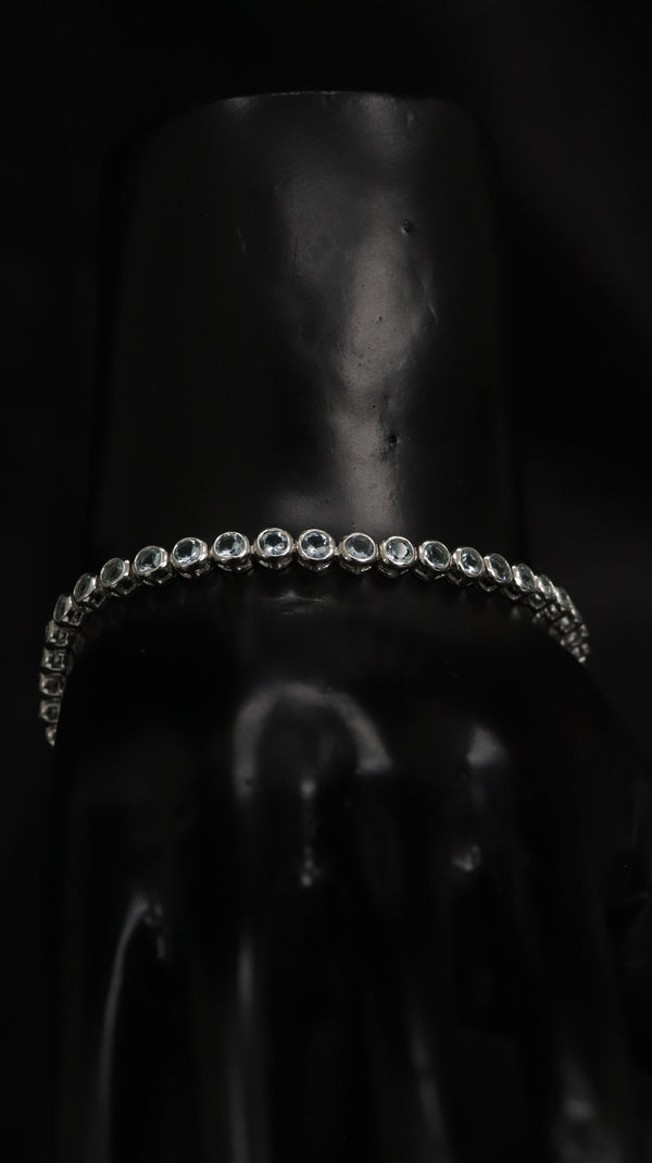 92.5 Sterling Silver Classic Light Blue Tennis Bracelet