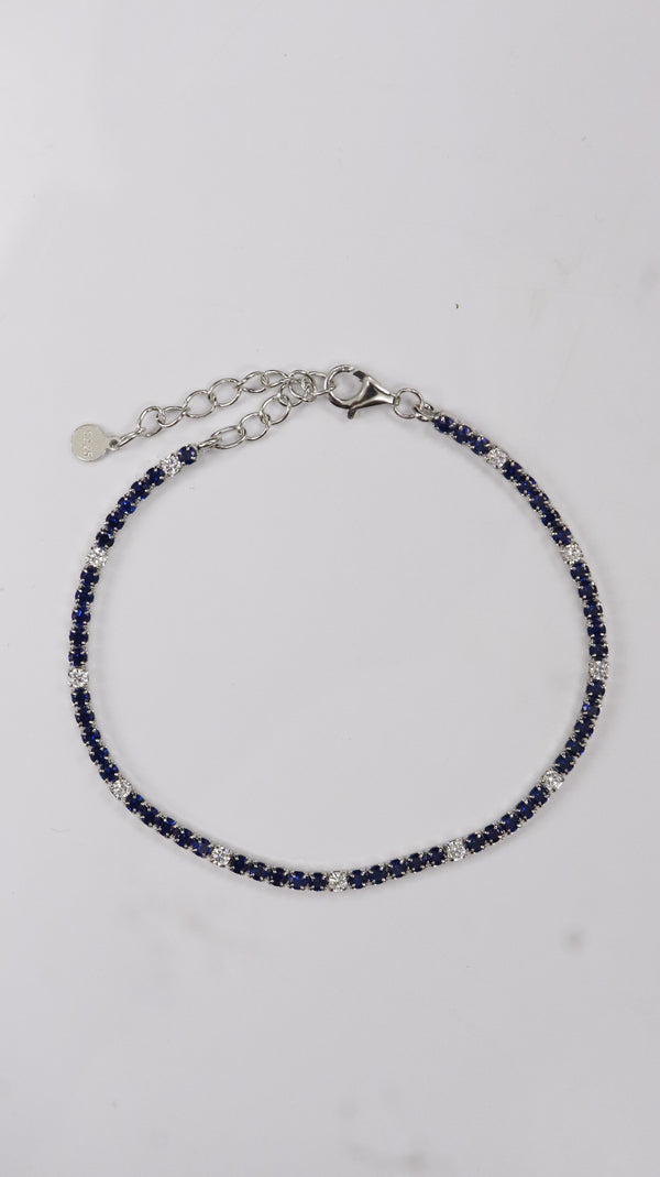 92.5 Sterling Silver Midnight Blue Spark Tennis Bracelet