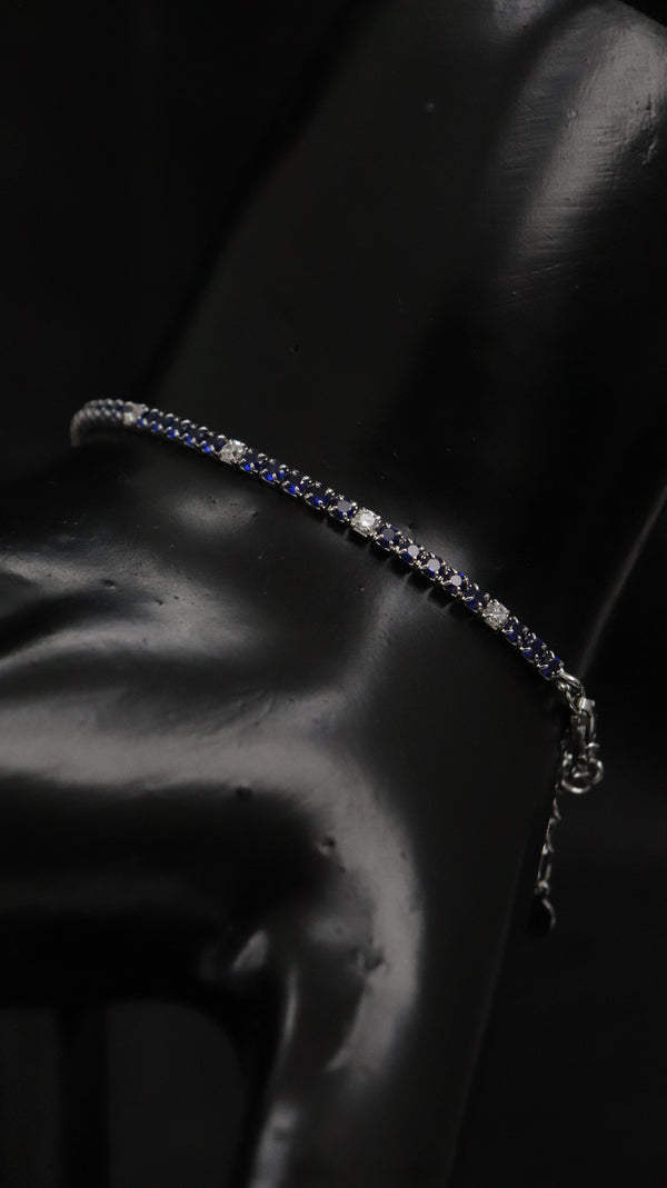 92.5 Sterling Silver Midnight Blue Spark Tennis Bracelet