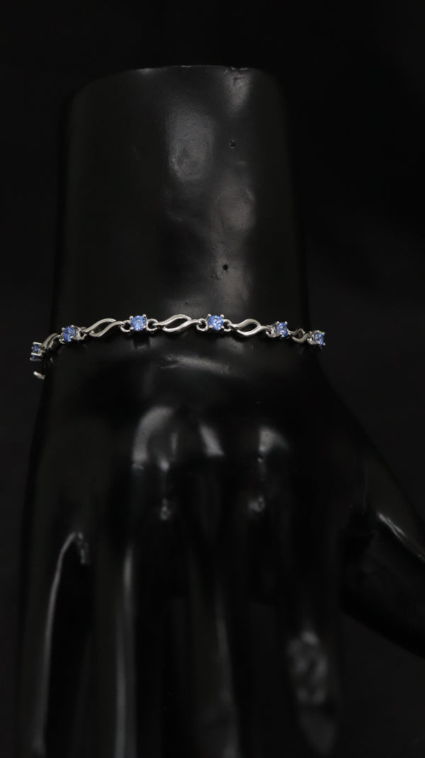 92.5 Sterling Silver Blue Wave Charm Bracelet