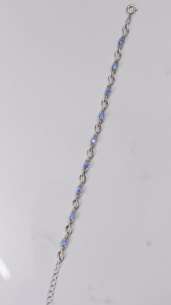 92.5 Sterling Silver Blue Wave Charm Bracelet