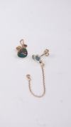 Teal Charm Chain Silver Earrings