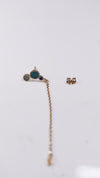 Teal Charm Chain Silver Earrings