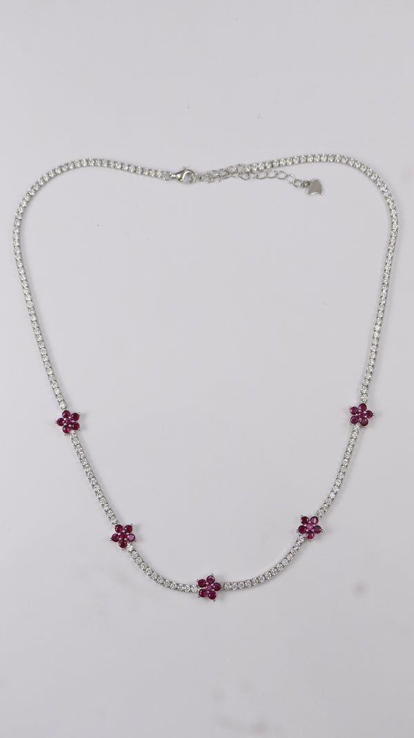 925 Silver Ruby Bloom Chain
