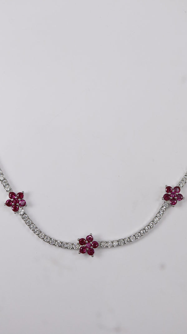 925 Silver Ruby Bloom Chain