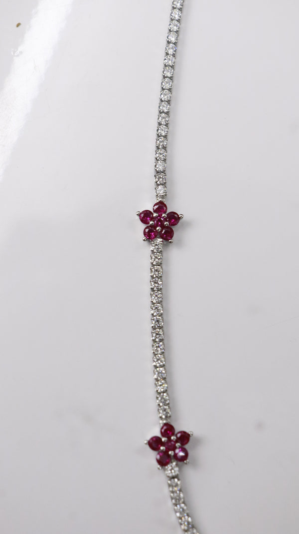 925 Silver Ruby Bloom Chain