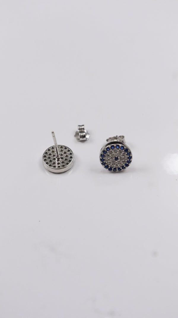 925 Sterling Silver Blue Aura Circle Studs