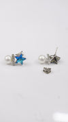 92.5 Silver Starry Pearl Drop Studs