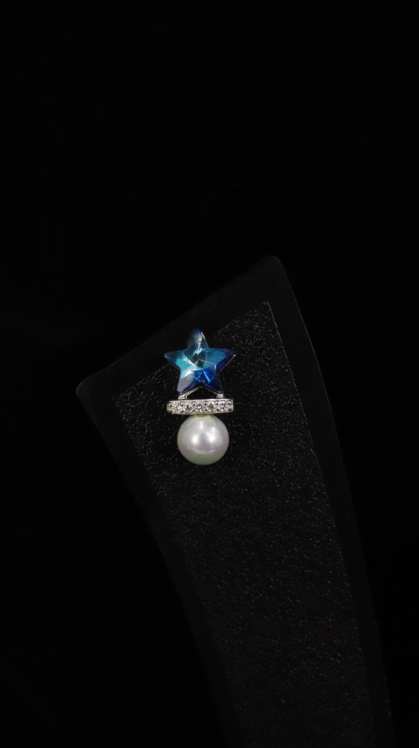 92.5 Silver Starry Pearl Drop Studs