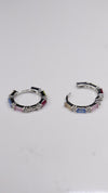 Pastel Bar Silver Hoop Earrings