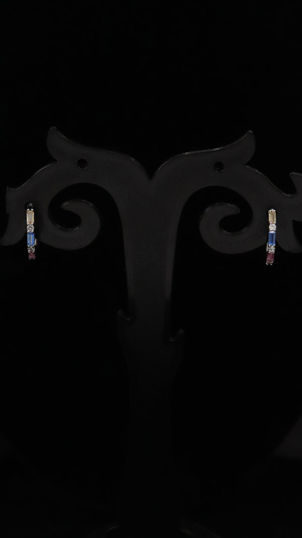Pastel Bar Silver Hoop Earrings