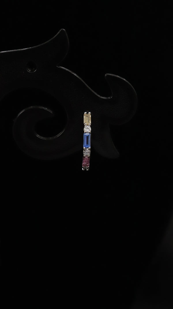 Pastel Bar Silver Hoop Earrings