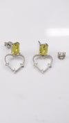 Yellow Heart Drop Silver Earrings