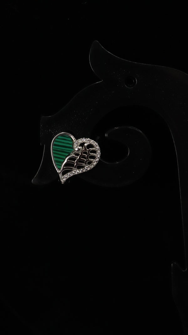 925 Silver Green Heart Glow Set + Ring