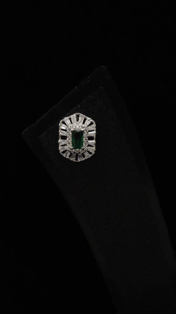 925 Silver Emerald Aura Set