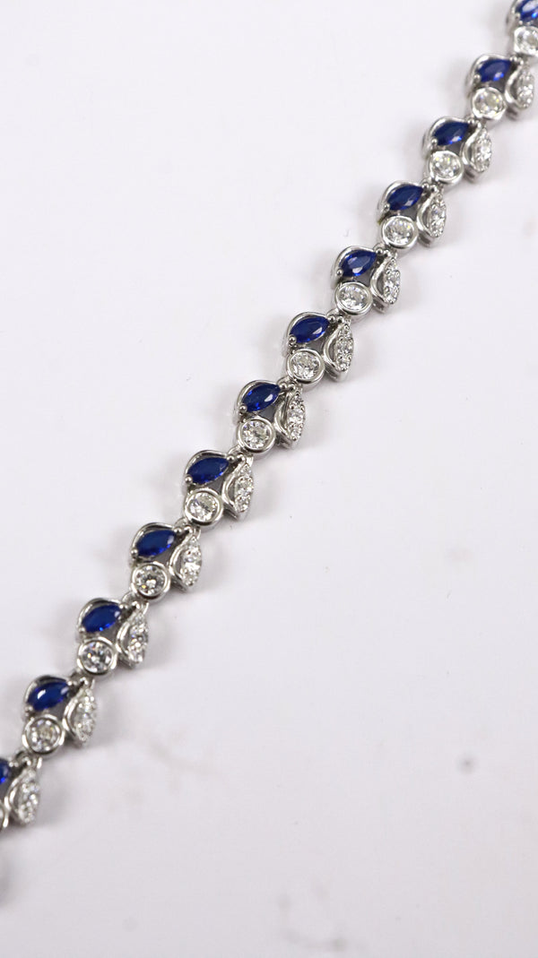 92.5 Sterling Silver Blue Leaf Spark Premium Bracelet