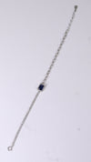 92.5 Sterling Silver Blue Stone Dual Chain Bracelet