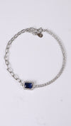 92.5 Sterling Silver Blue Stone Dual Chain Bracelet