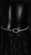 92.5 Sterling Silver Blue Stone Dual Chain Bracelet