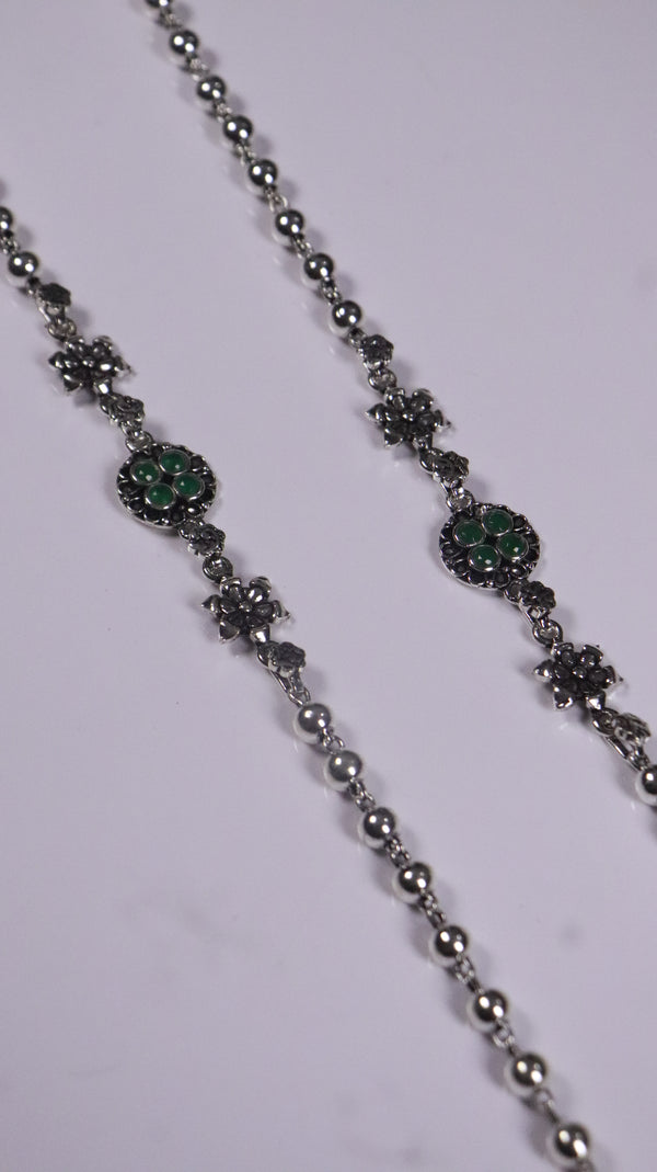 (Pair) Meher Silver Oxidised Anklet