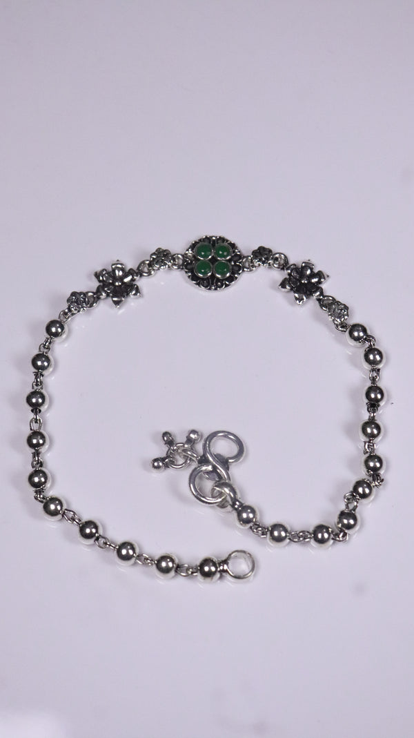 (Pair) Meher Silver Oxidised Anklet
