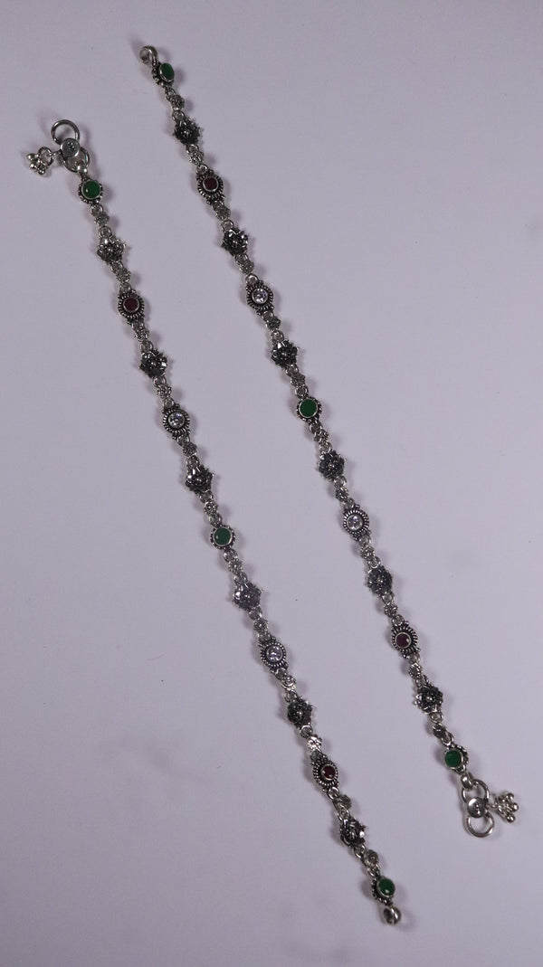 (Pair) Neelima Silver Oxidised Anklet