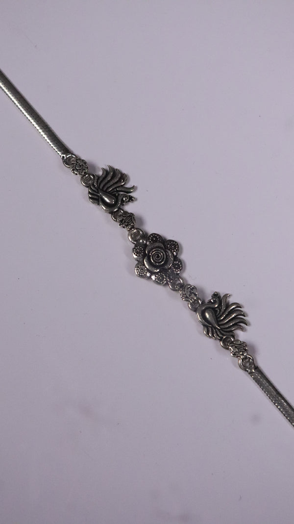 (Pair) Hansika Oxidised Silver Anklet