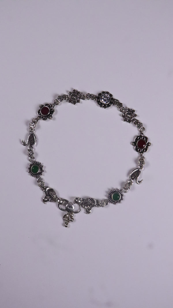 (Pair) Raka Silver Oxidised Anklet