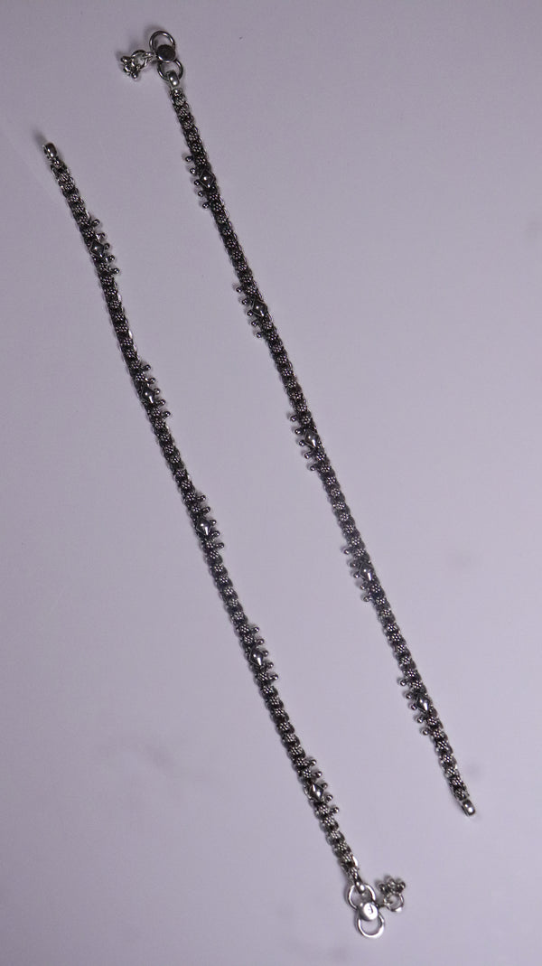 (Pair) Nupura Silver Oxidised Anklet