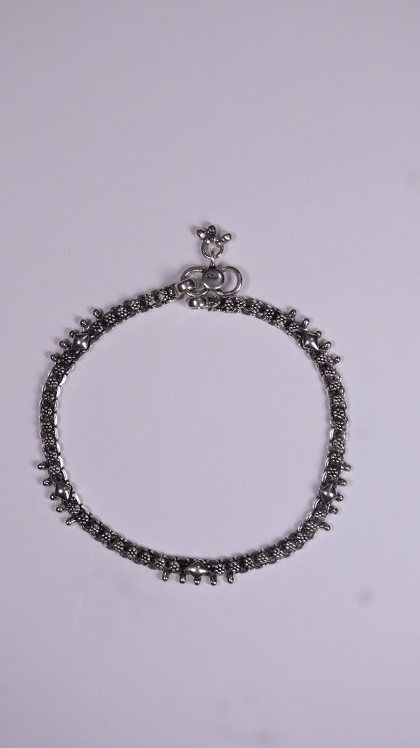 (Pair) Nupura Silver Oxidised Anklet