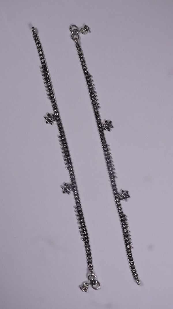 (Pair) Saanjh Silver Oxidised Anklet