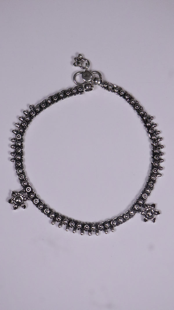 (Pair) Saanjh Silver Oxidised Anklet