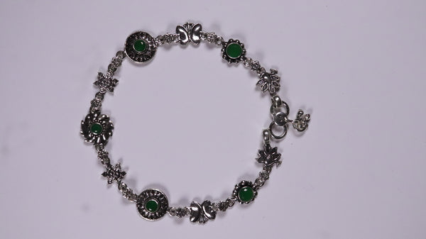 (Pair) Vanika Silver Oxidised Anklet