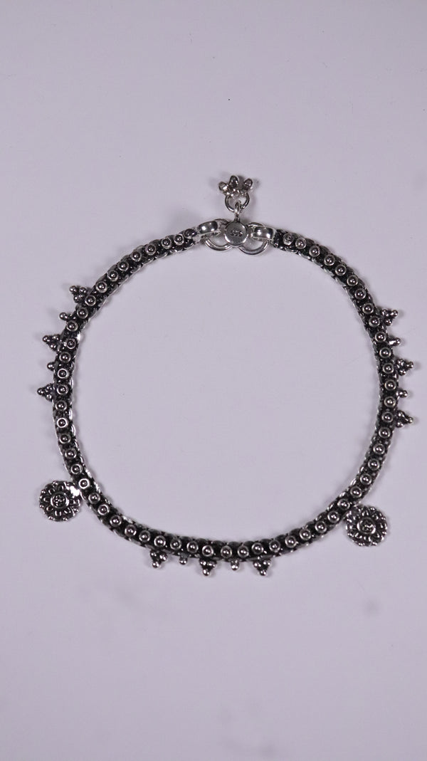 (Pair) Varnika Silver Oxidised Anklet