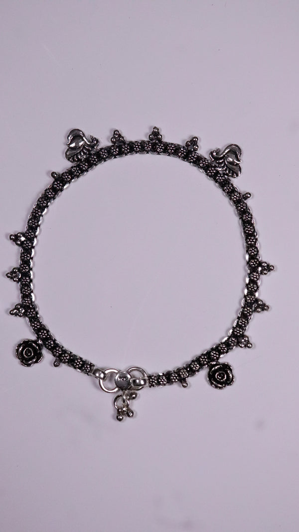 (Pair) Gulhans Silver Oxidised Anklet