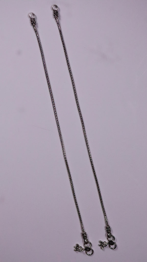 (Pair) Tara Ghunghru Silver Oxidised Anklet