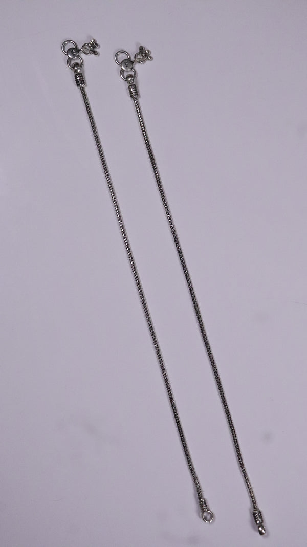 (Pair) Jhilmil Ghunghru Silver Oxidised Anklet