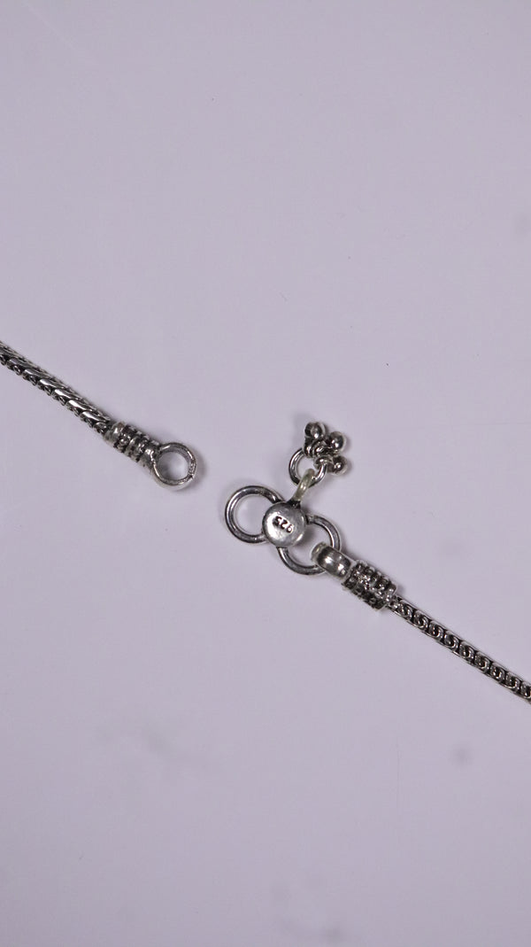 (Pair) Jhilmil Ghunghru Silver Oxidised Anklet